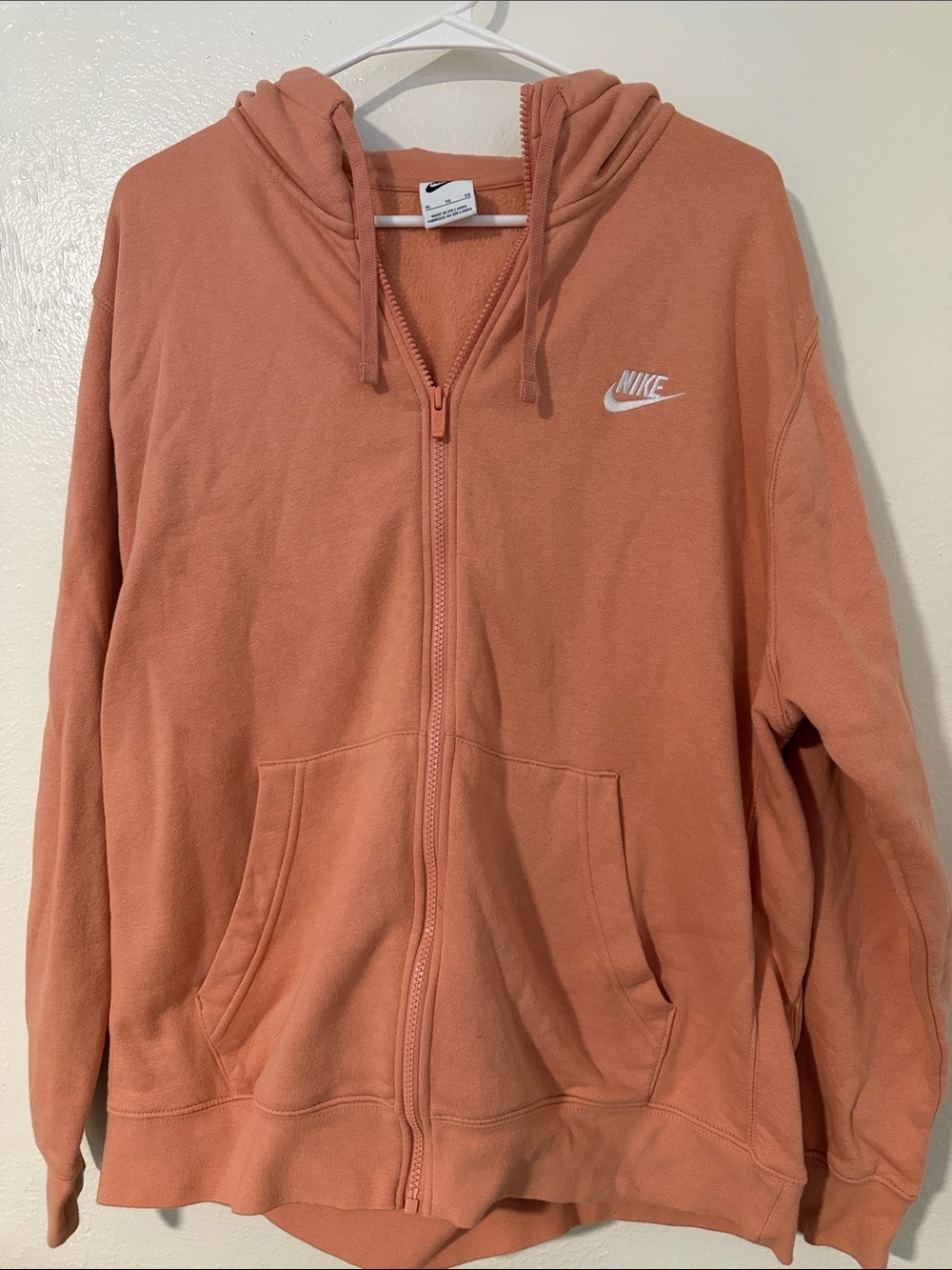 Nike Women's Coral Zip Hoodie with White Logo